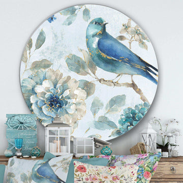 Indigold Watercolor Lovely bird II - Animal Oversized Circle Metal Wall Art